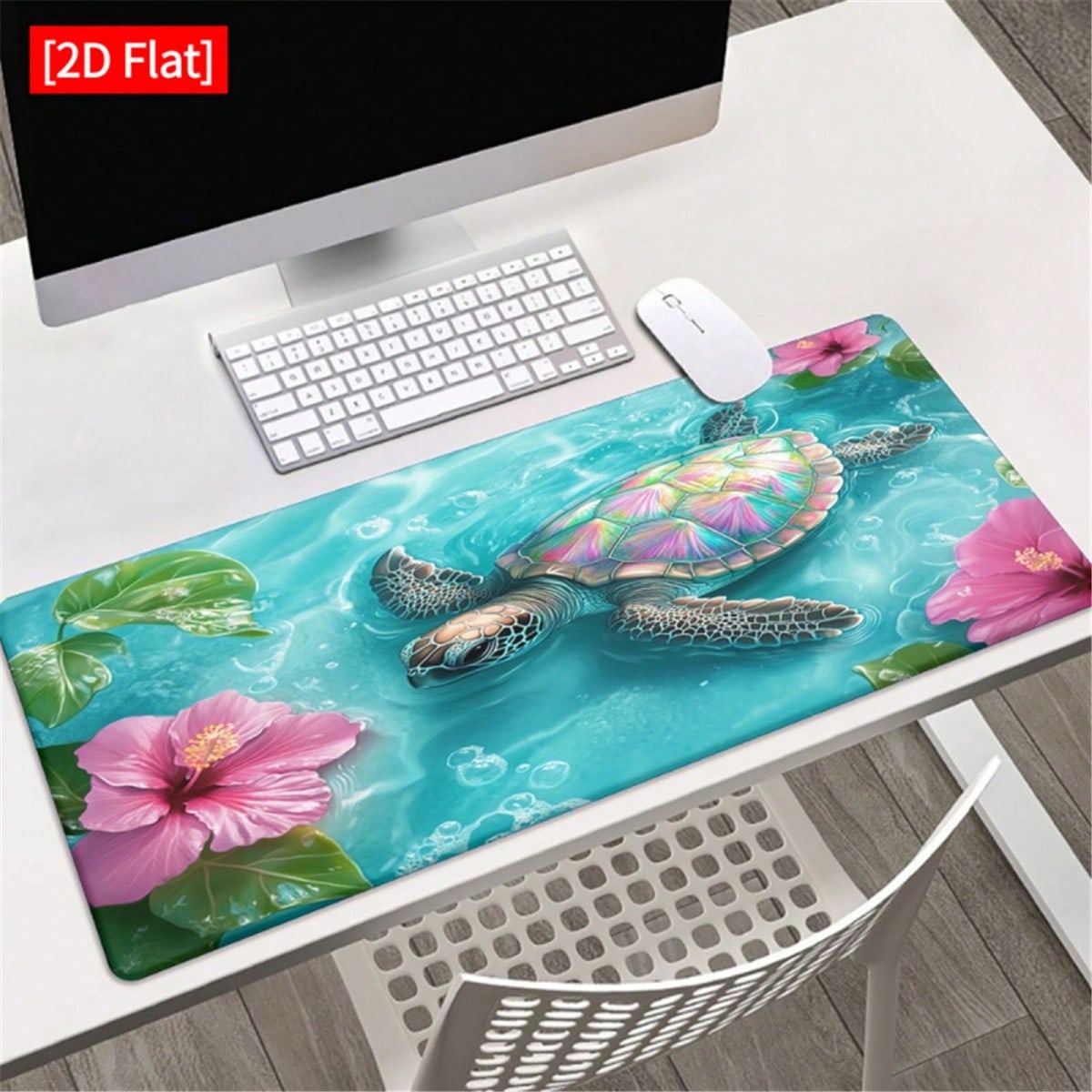 Desk Setup Pc And Laptop - [2D Düz]1 adet Deniz ve Hibiskus