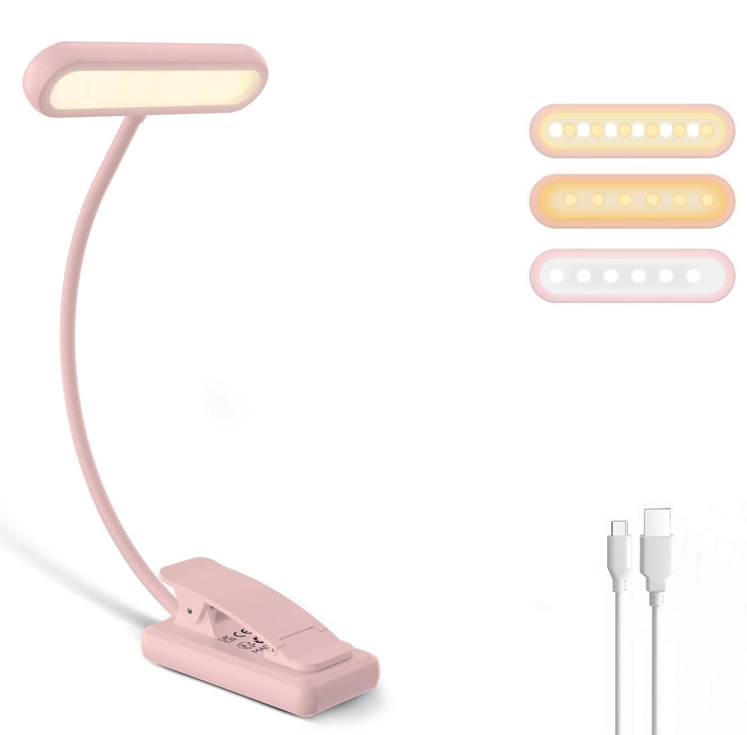 Desk Setup Lamp - Okuma Lambası Kitap Kelepçesi Siyah/Beyaz/Pembe USB