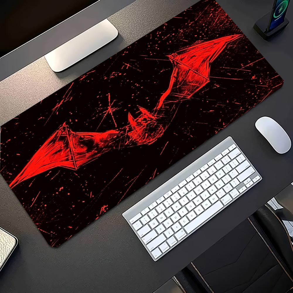 Desk Setup Pc And Laptop - Koyu Kırmızı Yarasa Desenli Büyük Oyun